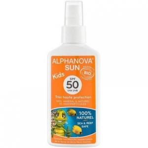 Органический солнцезащитный спрей Sun для детей с высокой степенью защиты Spf 50 125 мл, Alphanova