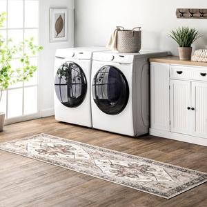 nuLOOM Mali машинная стирка традиционный медальон ультратонкий ковер-дорожка ковер, 77 x 305 см, ivory