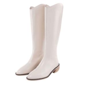 GUDIANFENGDU Высокие сапоги на каблуке 4 см женские бежевые с меховой подкладкой, цвет Beige (Fleece-Lined)