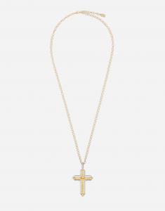 Кулон-крест из желтого и белого золота 18 карат, с желтыми сапфирами и бриллиантами Dolce & Gabbana, желтый