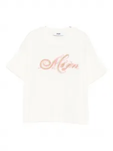 Футболка, украшенная бисером MSGM Kids, нейтральный