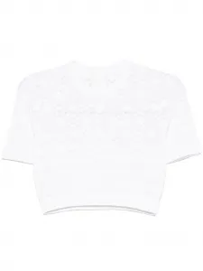 Укороченная футболка с жаккардовой монограммой 72 Givenchy, белый