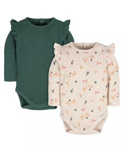 Боди с длинными рукавами для девочек, 2 шт. в упаковке Gerber, зеленый