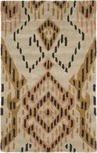 Ковер SAFAVIEH, 77 x 122 см, Wyndham Collection, Brown & Ivory, ручной работы из современной шерсти, идеален для помещений с высокой проходимостью: прихожая, гостиная, спальня (WYD373A)