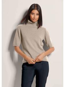 MADELEINE Роскошный вязаный свитер с высоким воротником темно-пудрово-розового цвета