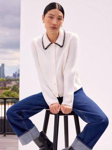 Кардиган с контрастной строчкой петельным швом Ro&Zo, White