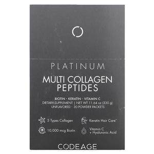 Codeage, Platinum, мультиколлагеновые пептиды, без добавок, 30 пакетиков по 11 г (0,38 унции)