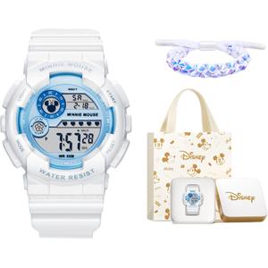 Disney Часы Mickey Series Quartz Movement Women's Watch Pink Watch Dial, Fresh Blue[Disney Mickey Iron Box Set]