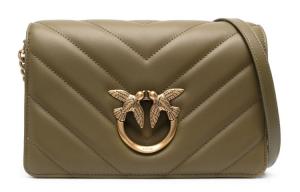 Оливково-зеленая женская сумка-кроссбоди из овчины PINKO через плечо