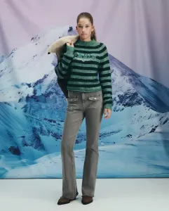 Женский джемпер в полоску с вышивкой Green Coast, зеленый