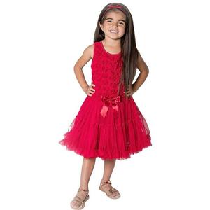 Бордовое платье-пачка с розеткой для девочки Popatu