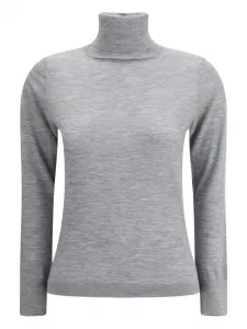 Кашемировый свитер с высоким воротом ALLUDE, серый