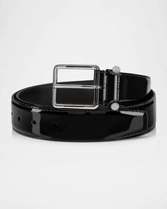 Мужской ремень из лакированной кожи Chambeliss Christian Louboutin, черный/серебряный