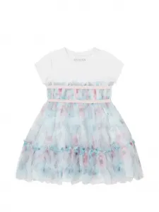 Платье с оборками и принтом бабочек Guess kids, белый