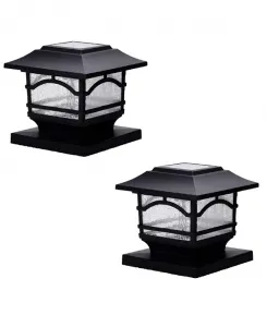 Солнечные светильники для столбов, колпаков заборов и перил террасы - 2 лампы Maxsa Innovations, black