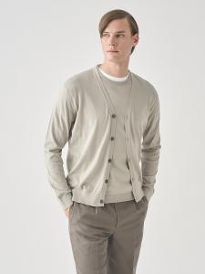 Вязаный кардиган с V-образным вырезом и длинными рукавами из хлопка | Wisting | 30G Современный крой