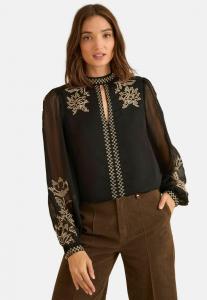 Блуза Love & Roses Blouse, Black Gold Embroidery/Black