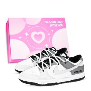 Nike Дунк байкер гоночная трасса устойчивые к истиранию лоу-топ скейтборд обувь унисекс black white gray