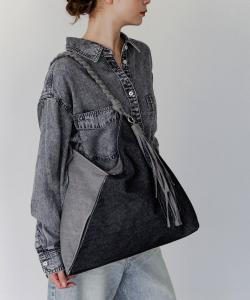 Джинсовая сумка-хобо с сетчатыми ручками Bayflow, цвет Black(19)