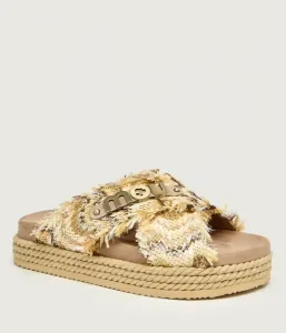 Тапочки с перекрещивающимися ремешками Mou, бежевый