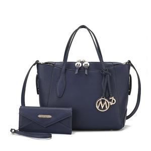 Женская большая сумка-тоут из веганской кожи MKF Collection Bruna с кошельком от Mia K, темно-синий
