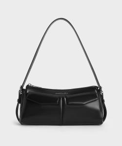 Удлинённая сумка Rachel с множеством карманов и цепочкой на ручке Charles & Keith, цвет Noir
