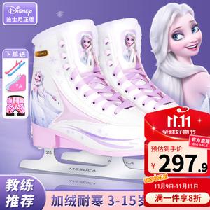 TKH Коньки Disney для девочек, фигурные, для начинающих, с лезвиями, верх из кожи со снежинками, в комплекте сумка, чехлы и защита для бедер, размер M