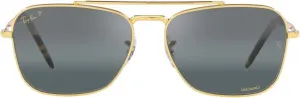 Солнцезащитные очки Ray-Ban Unisex RB3636 New Caravan Square, Legend Gold/Polarized Clear Gradient Dark Blue