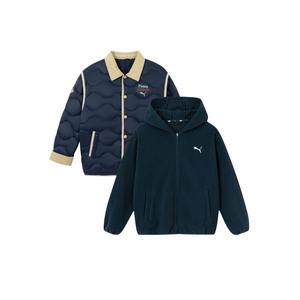 Детский утепленный комплект из двух предметов: куртка-пуховик Reversible PUMA, темно-синий