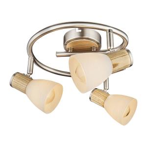 Потолочный светильник Globo Lighting Gylfi I, матовое стекло / массив эвкалипта - 3 пламени