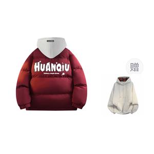 Пуховик Unisex с воротником стойкой утепленный HUANQIU, burgundy (with plaid top included)