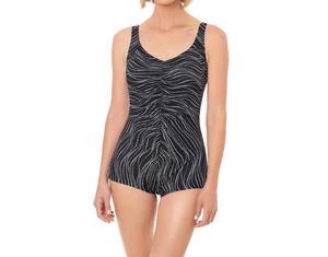 Слитный купальник для девочек Tidal Wave со сборками спереди, черный Penbrooke