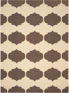 Ковер SAFAVIEH, 31 x 138 см, Washable Outdoor Courtyard Collection - Beige & Chocolate, без линьки и легкий в уходе, идеально для патио, заднего двора, прихожей (CY6162-402)