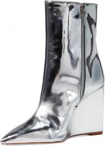 Женские ботильоны на щиколотку, сапожки до голени, на платформе и высоком каблуке, с заостренным носком, боковыми молниями, для свиданий, выпускного, работы, размеры 4-16 US Wo wagas, Silver