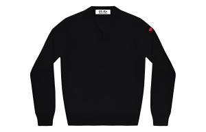 CDG Play Комбинезон Comme Des Garçons Play женский с маленьким сердцем на рукаве V-образный вырез свитер Black