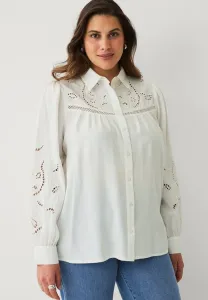 С локтями. блузка на пуговицах Ellos Plus Collection, Off-White