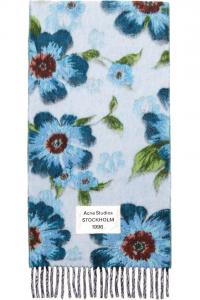 Шерстяной шарф с бахромой Acne Studios, синий