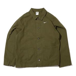 Куртка Men's Nike Solid Color Logo Lapel Casual Long Sleeves Military Green Jacket DQ5185-326