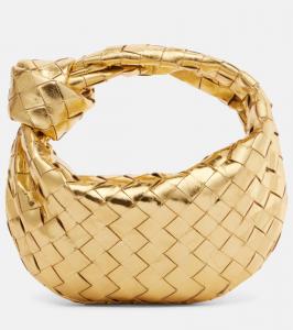 Сумка-тоут Jodie Intrecciato из металлизированной кожи Bottega Veneta, Gold M Brass