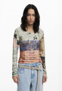 Топ Desigual COLLAGE RUCHED , Material Finishes/Multi-Coloured