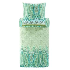Комплект сатинового постельного белья Bassetti Mako MERGELLINA цвет V1 ЗЕЛЕНЫЙ размер 135х200+80х80