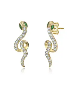 Серьги-Капельки в виде змеи с зелеными глазами, покрытые 14-каратным золотом Rachel Glauber, green