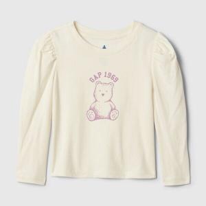 Футболка с длинными рукавами и принтом плюшевого мишки Gap, белый