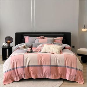 YUSIWOAL Комплект постельного белья хлопковый геометрический клетчатый