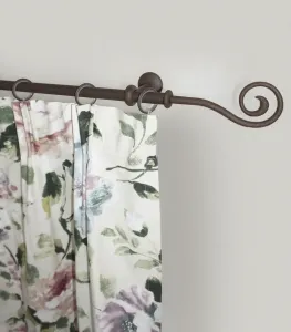 Карниз GARESA "ESPERANCA", 1 направляющая, желаемая длина, комплект штор в стиле рустик, выдвижной, утюг, заглушка. спираль 430 см, Ø16мм, цвет rost