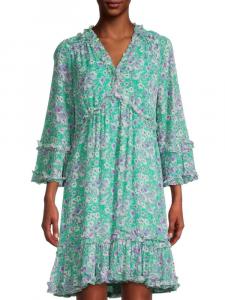 Мини-платье Everly с цветочным принтом и рюшами Kobi Halperin, цвет Teal Multicolor