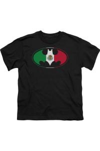 Футболка с коротким рукавом для подростков с изображением щита Бэтмена в стиле мексиканского флага Gildan, черный