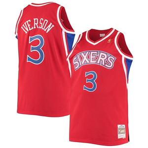 Мужская баскетбольная майка mitchell & ness allen iverson red philadelphia 76ers big & tall hardwood classics swingman Unbranded