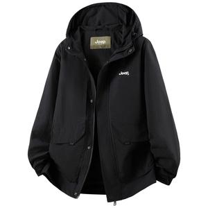 Jeep Тренч Unisex Pure Black с капюшоном, умеренный