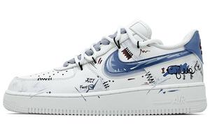 Nike Кроссовки для скейтбординга Air Force 1 Abrasion Resistant Low Top мужские бело-голубые